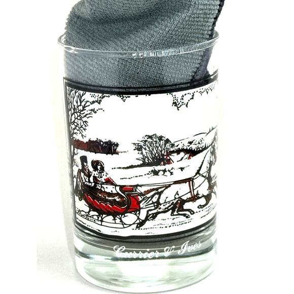 Double Old Fashioned Currier & Ives "The Road In The Winter" Glass - Picture 5 of 6